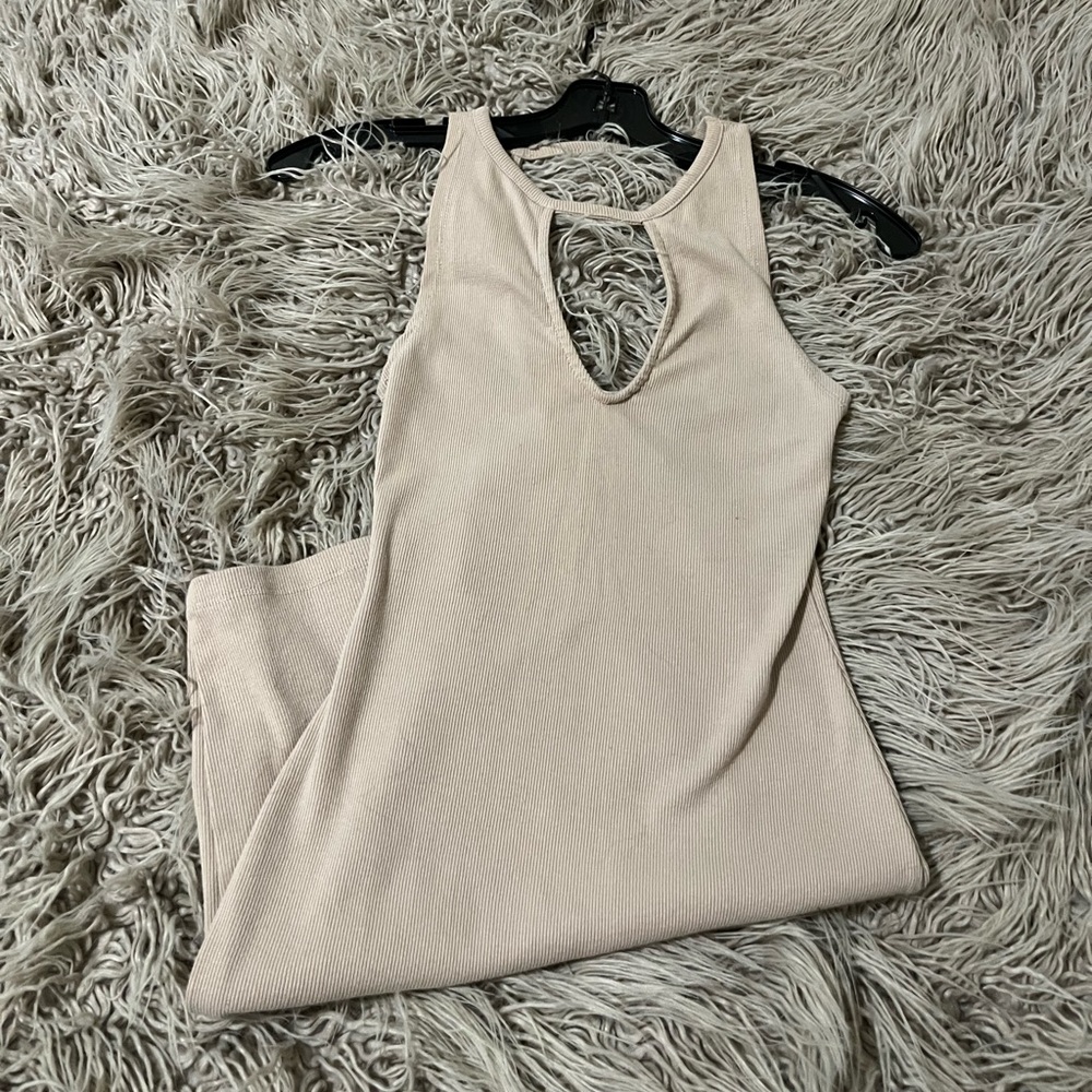 Sexy front and back cut nude Kendall and Kyle bodycon dress